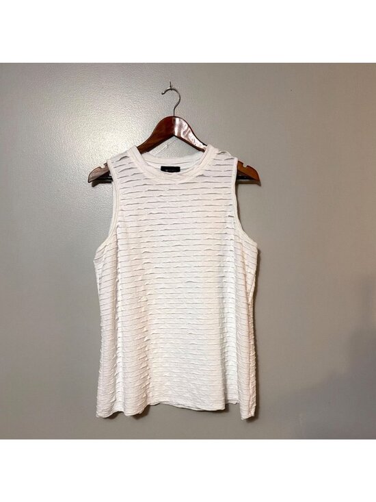 AB Studio Tops - AB Studio Womens Textured White Sleeveless Top XL Casual Lightweight Tank